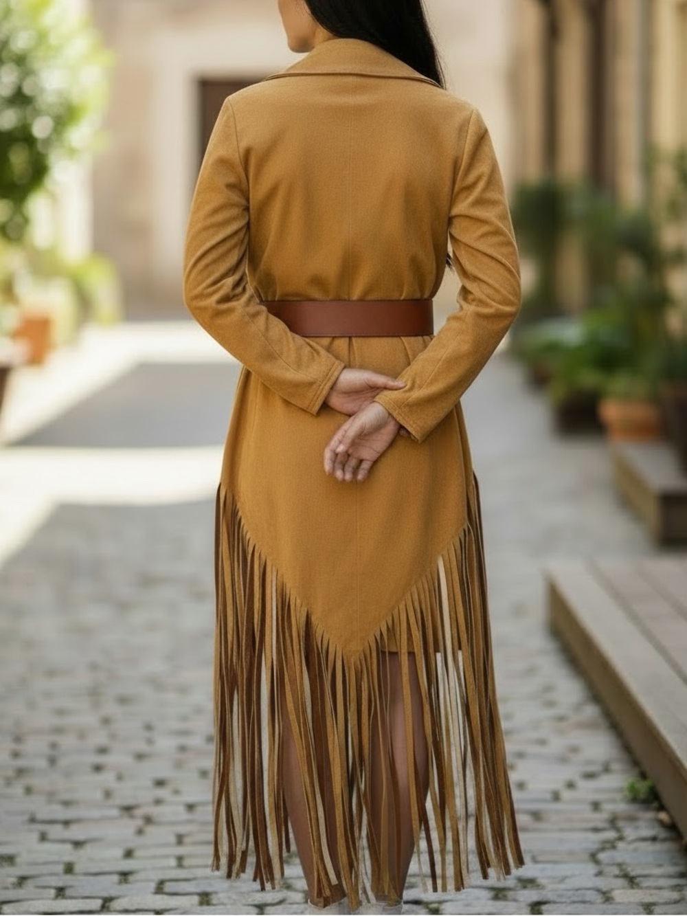 NWT Fringe Faux Suede Zip-Front Dress - Picture 3 of 6